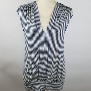 Max Studio blue/wht striped Sleeveless top Sz S